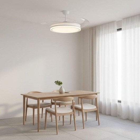 Ventilador de Techo Bel Air Home New Asgard XL LED 80 W 132 cm 4 Aspas Retráctiles Blanco