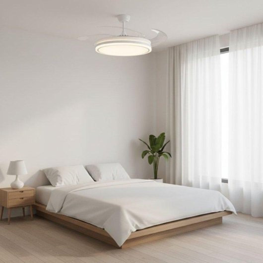 Ventilador de Techo Bel Air Home New Asgard XL LED 80 W 132 cm 4 Aspas Retráctiles Blanco