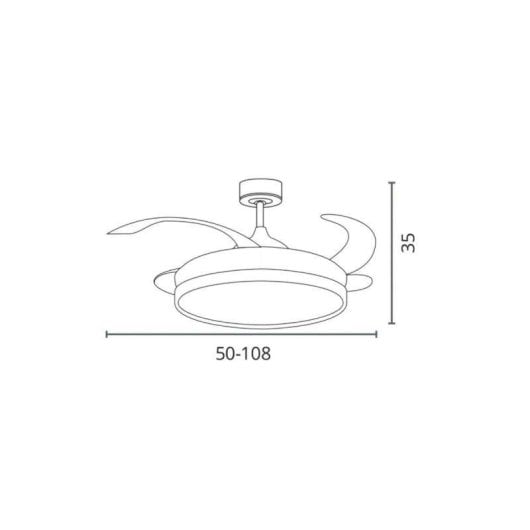 Ventilador de Techo Bel Air Home Rodas 72W 4 Aspas Retráctiles 108 cm LED Blanco