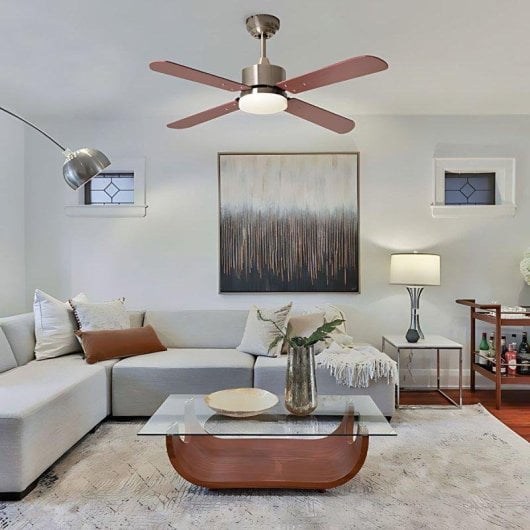 Ventilador de Techo Kenia Shakespear 18W 4 Aspas LED Marrón Bel Air Home Ø107 cm