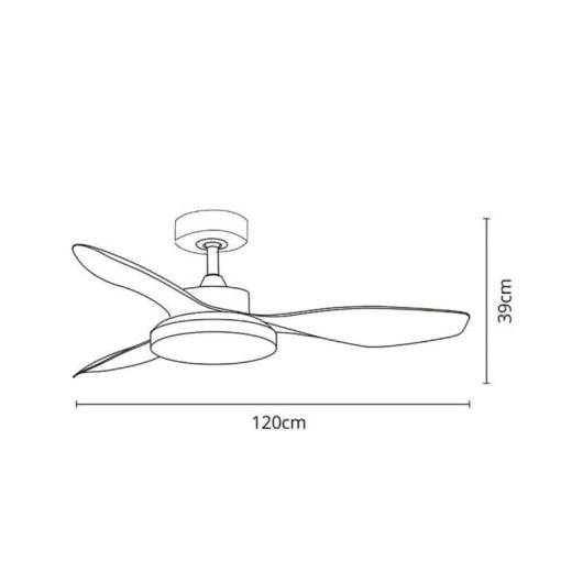 Ventilador de Techo Bel Air Home Tulum Shakespeare 25W Ø120 cm Blanco 3 Aspas LED Mando a Distancia