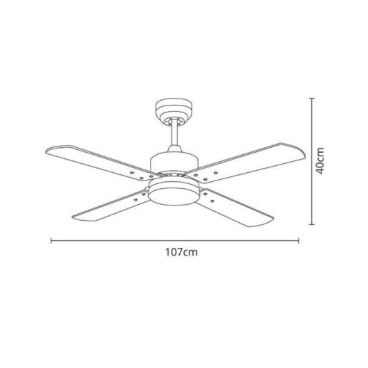 Ventilateur de plafond Bel Air Home Kenia DC LED 18W 4 pales 107 cm
