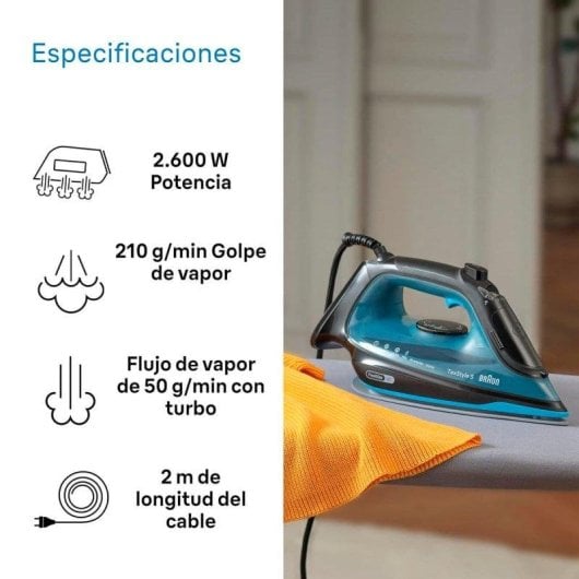 Braun SI5256BL Planche à vapeur 2600 W Bleu/Noir Semelle céramique