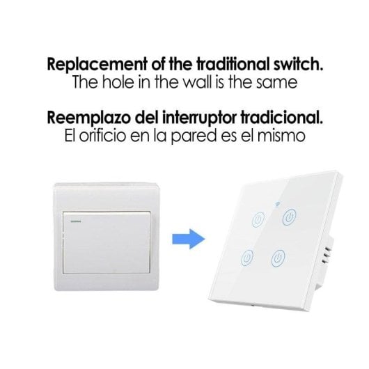 Dam Electronics WLAN Smart Home Schalter mit 4 Tasten, Alexa und Google Home kompatibel