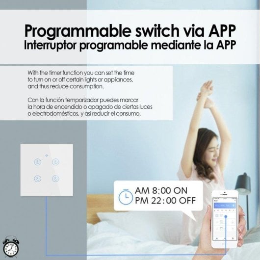 Dam Electronics WLAN Smart Home Schalter mit 4 Tasten, Alexa und Google Home kompatibel