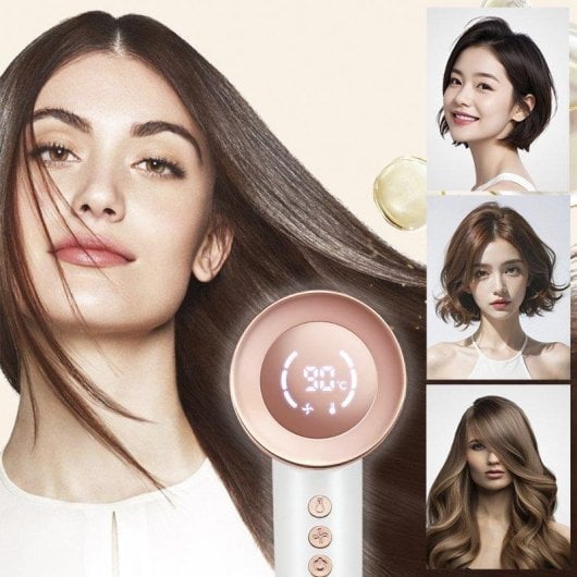 Secador de Pelo Ionizador Dam Electronics 1500W 3 Velocidades Pantalla LED 90°C Cabezal Magnético