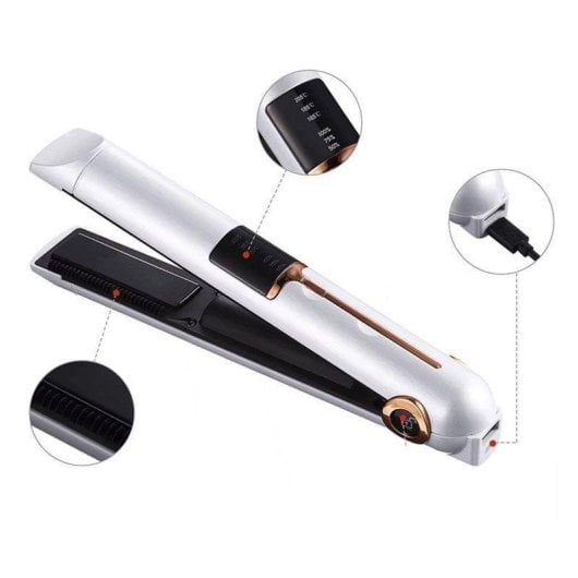 Keramik-Akku-Glätteisen DAM Electronics 2-in-1 205ºC 3 Temperaturstufen LED-Display Schwarz