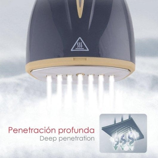 Plancha de vapor vertical portátil Dam Electronics 1300W, depósito 120 ml y sistema 360°