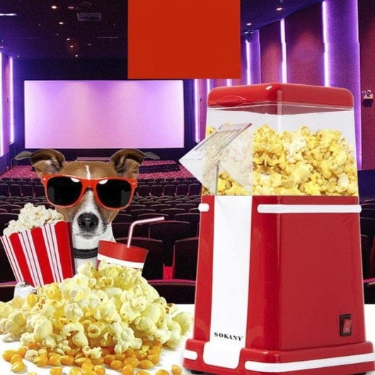 Dam Electronics Retro Elektro Popcornmaschine 1200W Heißluft Ohne Öl