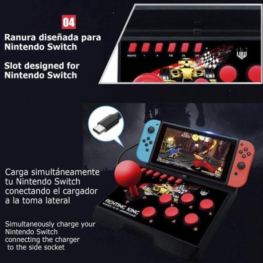 Dam Electronics Joystick NS-007 Contrôleur Gaming Arcade pour Nintendo Switch, PS3, PC et Android TV