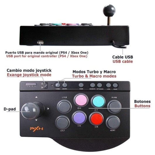 Dam Electronics Joystick Gaming Arcade PXN-0082 per PS3 PS4 Xbox One PC Android