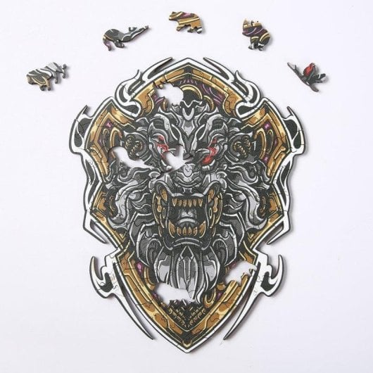 Puzzle en bois DIY forme silhouette lion Dam Electronics A4 multicolore