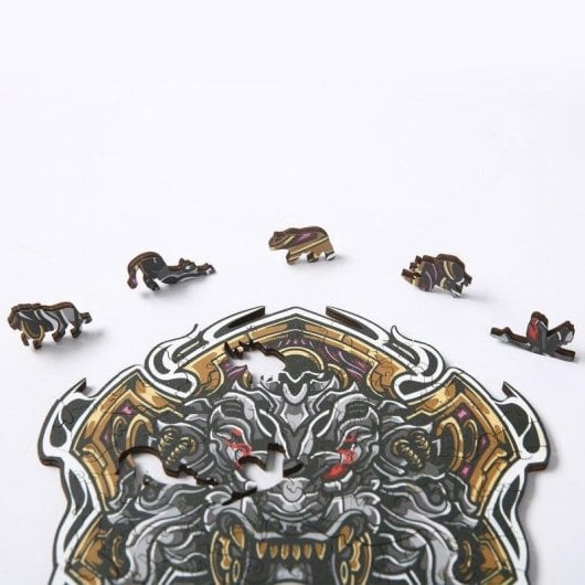 Puzzle en bois DIY forme silhouette lion Dam Electronics A4 multicolore