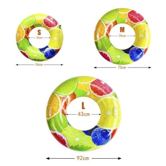 Dam Electronics Jeu de flotteurs ronds 3 tailles 60, 80 et 100cm PVC non toxique