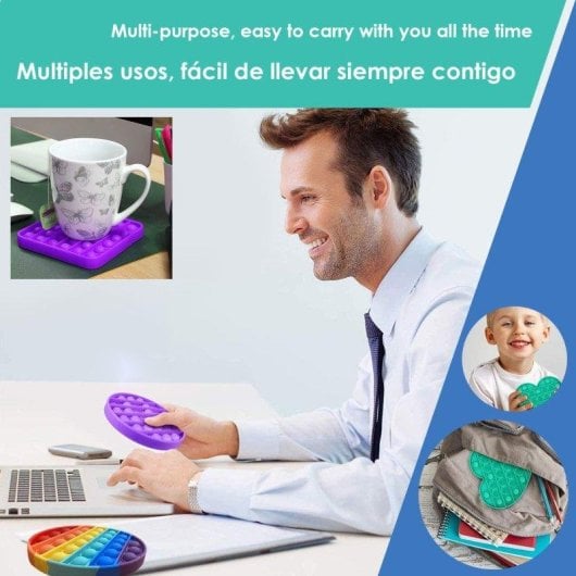 Dam Electronics Bubble Pop It 20cm Quadrat Multicolor Sensory Spielzeug Silikon