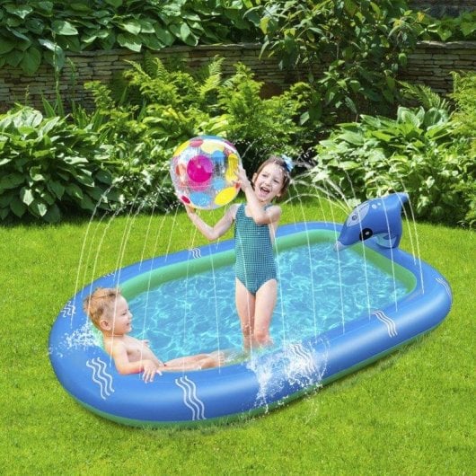 Dam Electronics Kinder Splash Pad mit Delfin und seitlichen Wasserstrahlen 170x110cm