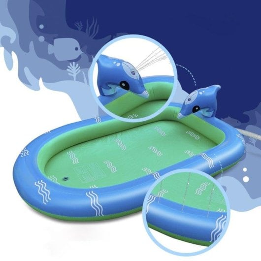 Dam Electronics Kinder Splash Pad mit Delfin und seitlichen Wasserstrahlen 170x110cm