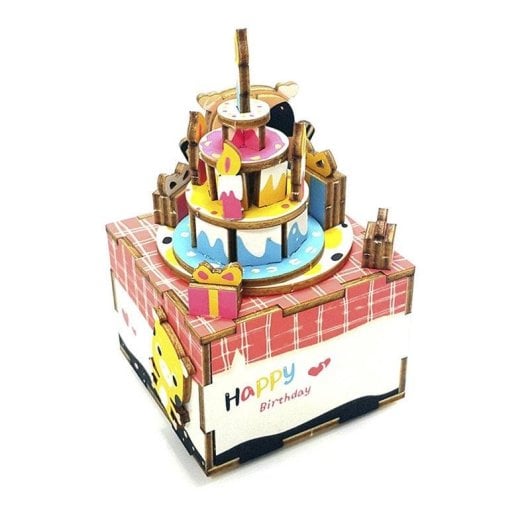 Dam Electronics Boîte à Musique à Monter Design Happy Birthday en Bois 3D, 63 Pièces