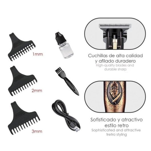 Dam Electronics Tondeuse à Cheveux et Barbe Sans Fil 1200mAh Rétro