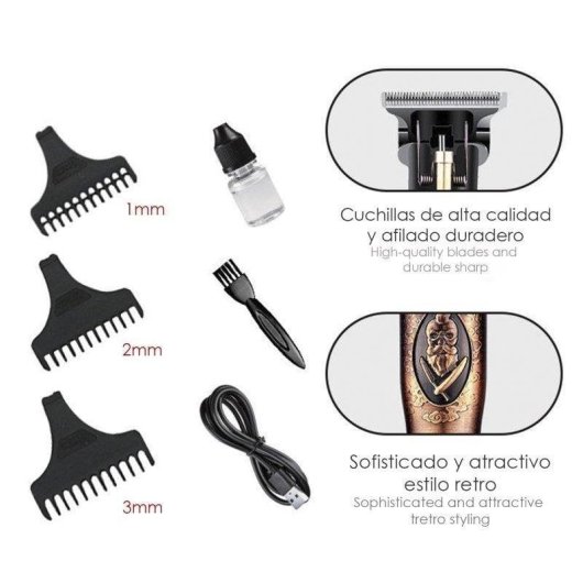 Profi Haarschneider Dam Electronics Retro Kabellos 80min 3 Aufsätze Präzisionsklinge