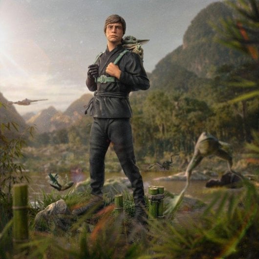 Figura Iron Studios Luke Skywalker And Grogu Training Star Wars 1/10