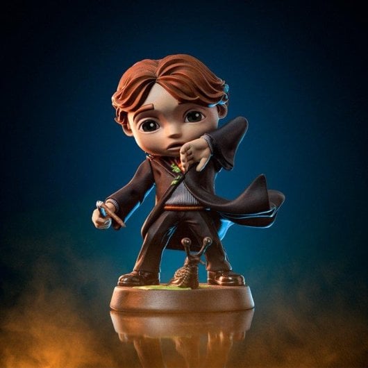 Figura Iron Studios & Minico Harry Potter - Ron Weasley com Varinha Partida