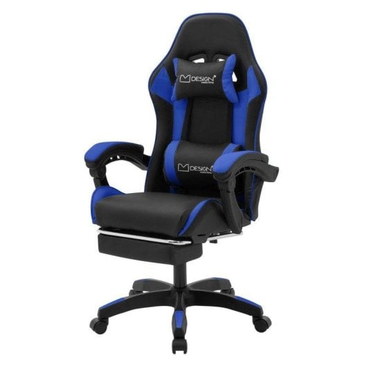 ML Design Silla Gaming Ergonómica Azul con Reposapiernas y Cojines