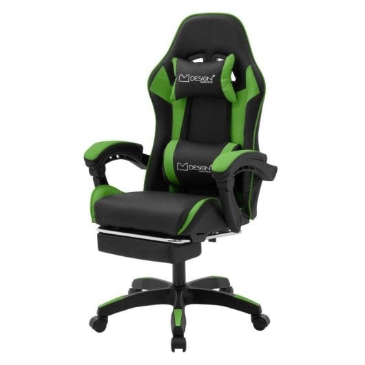 ML Design Silla Gaming Ergonómica Verde con Reposapiernas, Cojines y Reposabrazos Ajustables
