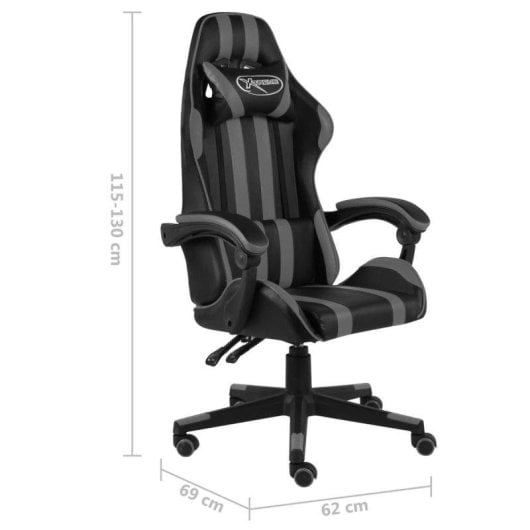 Silla de oficina vidaXL Marlon, reclinable, ergonómica, altura regulable, cuero sintético, negro/gris