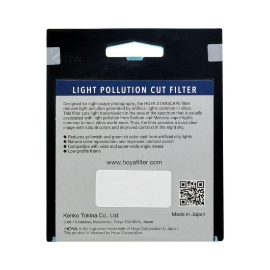 Filtre d’objectif Hoya Starscape 67mm Réduction pollution lumineuse cadre bas