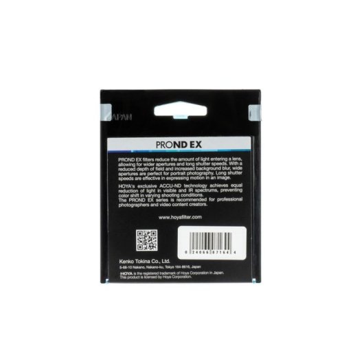 Filtre de densité neutre Hoya PROND EX 1000 62 mm réduction lumière 10 stops