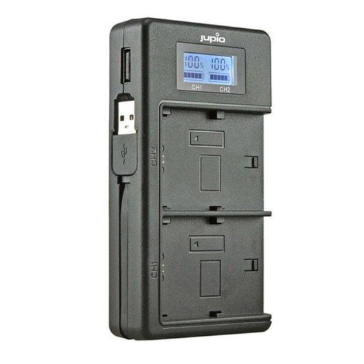 Carregador Duplo Jupio LCD para Fuji NP-W126S PowerBank USB-C