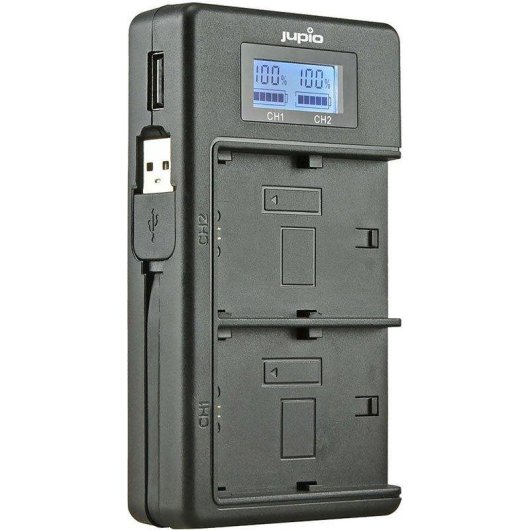 Carregador Duplo Jupio Duo LCD Sony NP-FH50/NP-FV50 USB PowerBank