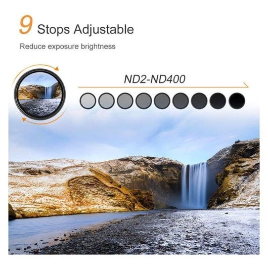 Filtre ND variable K&F CONCEPT ND2-ND400 72mm revêtement bleu multicouche