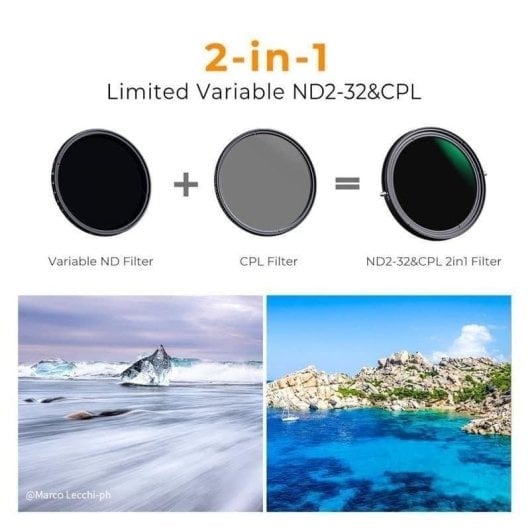 Filtro fotográfico K&F CONCEPT Nano-X 82mm CPL ND2-ND32 2 em 1 multicamada