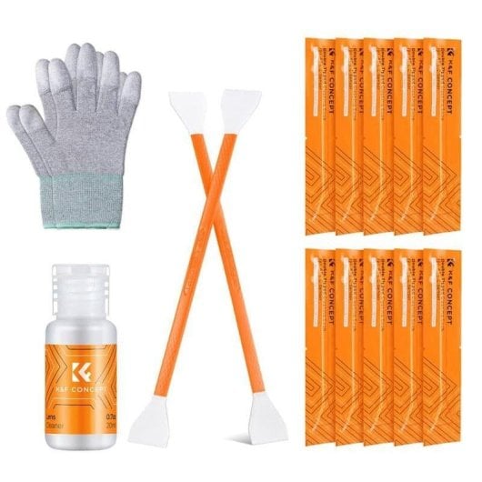Kit de nettoyage K&F CONCEPT APS-C avec 10 bâtonnets, solution 20 ml et gants