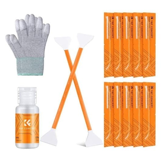 Kit de nettoyage capteur K&F CONCEPT 24 mm 10 bâtonnets 20 ml gants