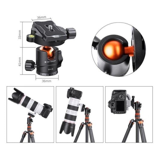 Rotule K&F CONCEPT K&F Rotule 360 Métal 25 mm aluminium double molette