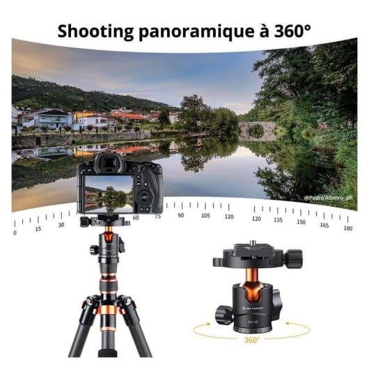 Rotule K&F CONCEPT K&F Rotule 360 Métal 25 mm aluminium double molette