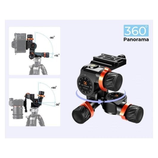 Stativkopf K&F CONCEPT Rotule Panoramique 360 Grad Aluminium CNC 6kg