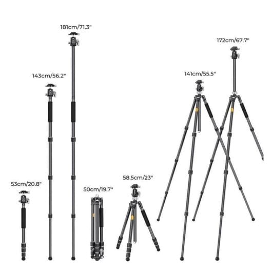 Trépied K&F CONCEPT X254C4 rotule BH-30 carbone 12kg panoramique 360°