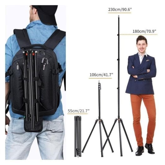 Lichtstativ K&F CONCEPT Aluminium Höhe 1,4–2,3 m Schnellverschluss