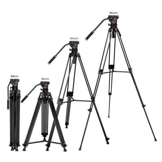 Videostativ K&F CONCEPT VA18 mit VH081 Fluidkopf Aluminium 8 kg 184 cm