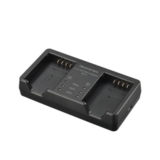 Cargador de batería OM SYSTEM BCX-1 doble para BLX-1 USB-C Power Delivery