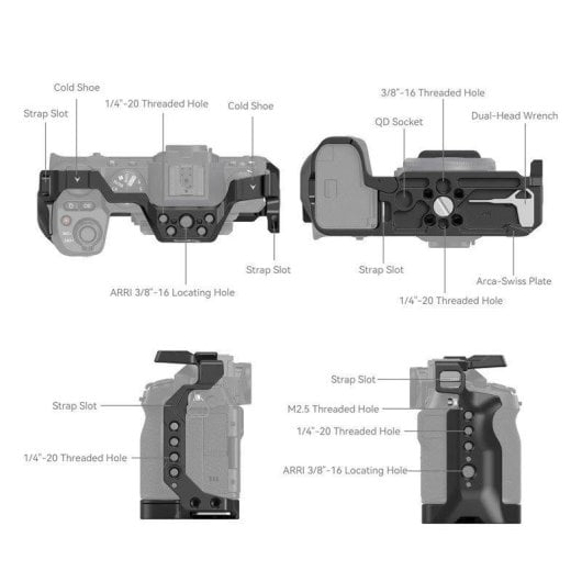 Boîtier Jaula Smallrig 4230 pour Fuji X-S20 aluminium fixation Arca Swiss