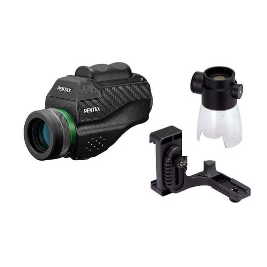 Monokular Pentax VM 6x21 WP Set 6x Vergrößerung Makroadapter Smartphone-Halter