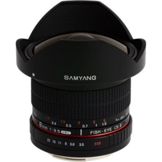 Obiettivo Samyang 8mm f/3.5 Fisheye CSII Manual Focus Attacco Canon Paraluce Nero