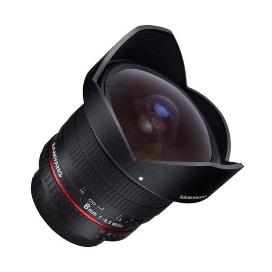 Objectif Samyang 8mm F3.5 UMC Fish-Eye CS II Monture Nikon-AE Parasol Noir