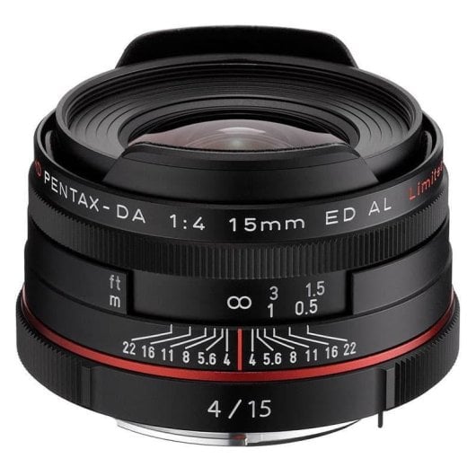 Objectif Pentax HD DA 15mm F4 ED AL Limited Monture KAF Pare-soleil Noir