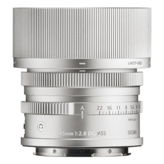Objektiv Sigma 45mm F2.8 DG Contemporary L-Mount Silber Parasol enthalten